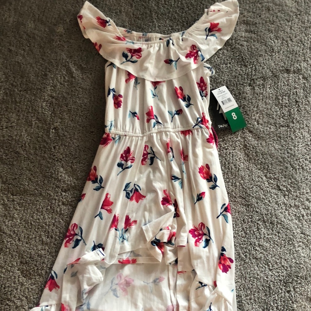 Adorable girls off the shoulder floral dress